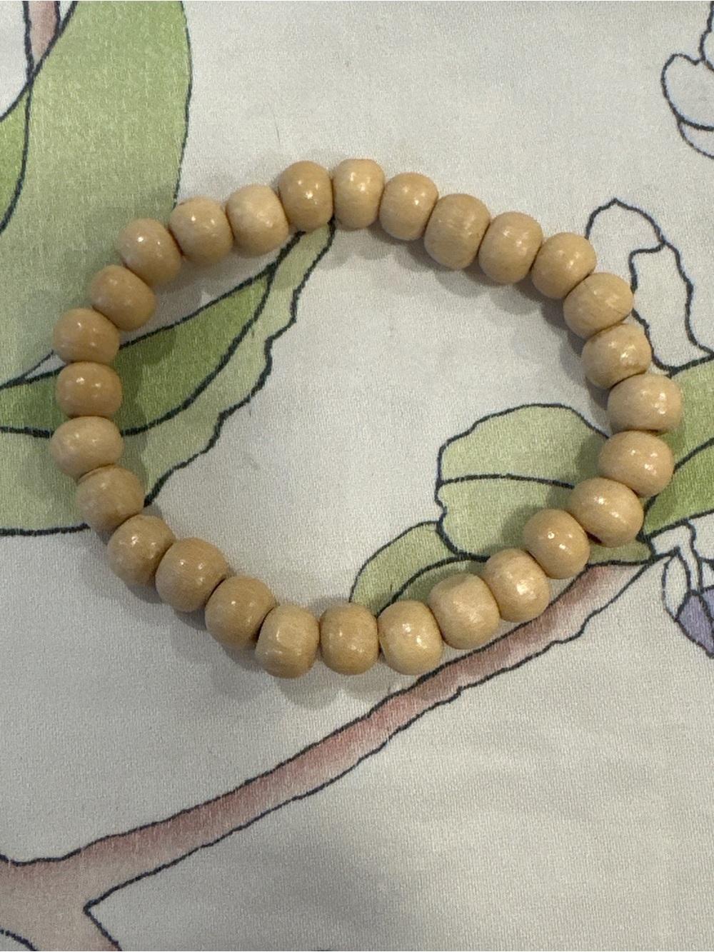 Neutral Beige Wooden Bead Bracelet - Men Accessories